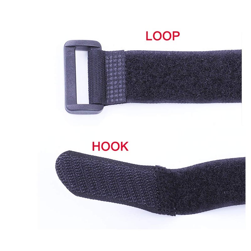 HUAPX Fastening Hook and Loop Cable Straps,10Pack Black Self-Adhesive Cable Ties,Nylon Securing Straps with Buckles,Adjustable and Reusable Cinch Straps for Cords Organized and Tidy(1" x 24") - Image 4